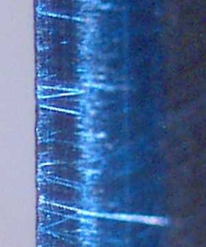 front bevel, 200 X magnification, after 100 passes